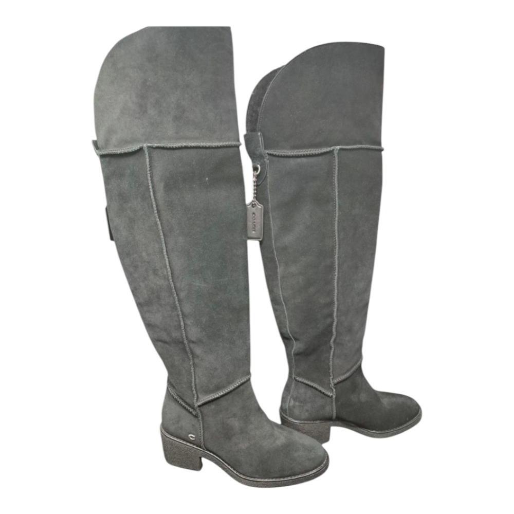 Coach Janelle Suede & Shearling Boots Black - Size 6 - Picture 3 of 8